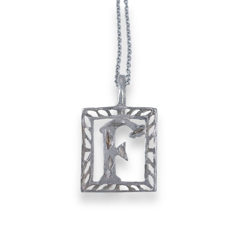 Vintage Sterling Silver 925 Cut-Out F Initial (Pendant Only)